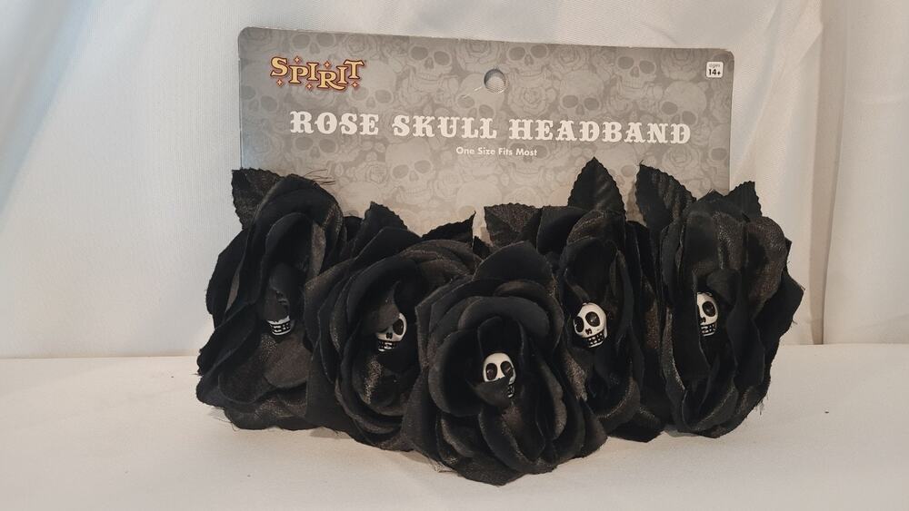 Spirit Halloween Black Rose Skull Headband Gothic Costume Accessory One Size